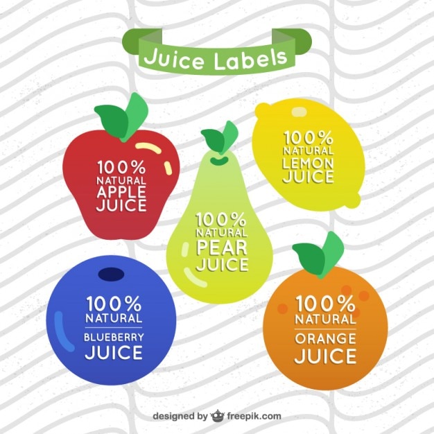 Free vector juice labels with fruit shaped