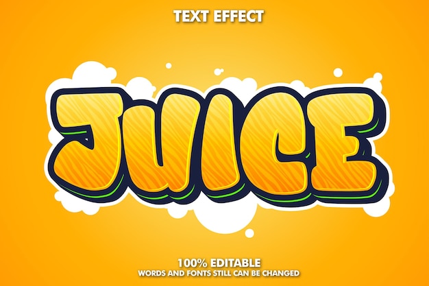 ジュースのタイポグラフィオレンジ色のバブル編集可能なテキスト効果