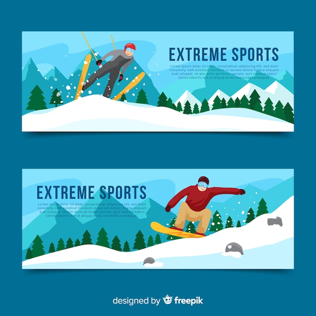 Free vector jump winter sport banner