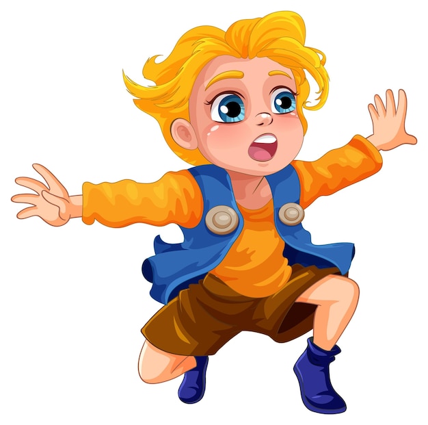 Free vector jumping boy cartoon character