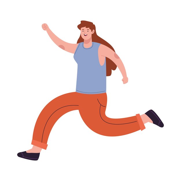 Бесплатное векторное изображение Прыгающая счастливая женщина иконка персонажа изолирована
