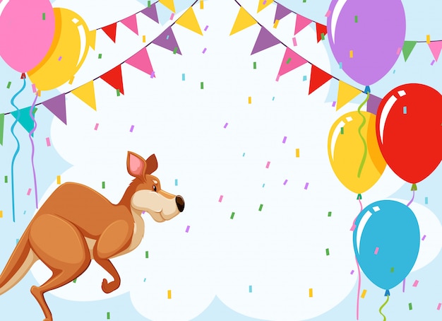 Free vector jumping kangaroo party card