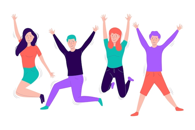 Free vector jumping people flat design