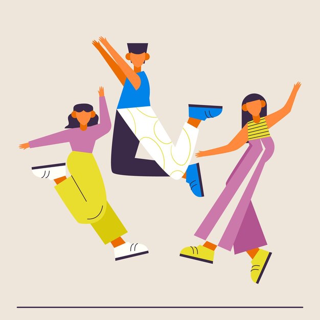 Jumping people on youth day in flat design