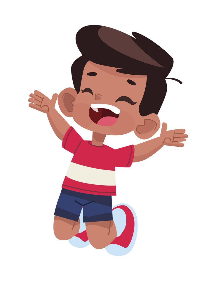 Free Vector jumping smiling cute boy icon isolated