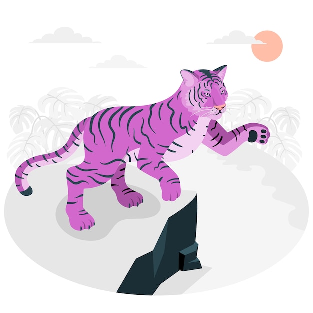 Free vector jumping tiger concept illustration