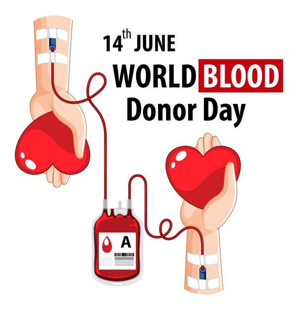 June blood donor day text and icon