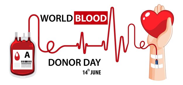 June blood donor day text and icon