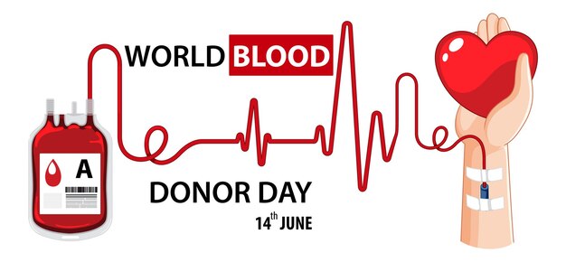 Текст и значок июньского дня донора крови