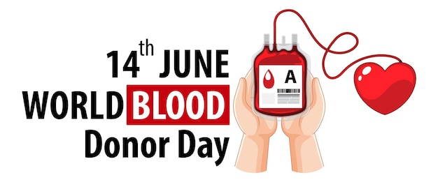 June blood donor day text and icon