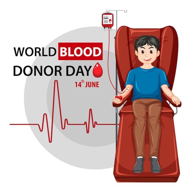 Testo e icona del giorno del donatore di sangue di giugno