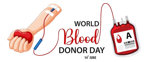 June blood donor day text and icon