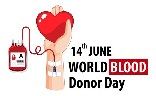 June blood donor day text and icon
