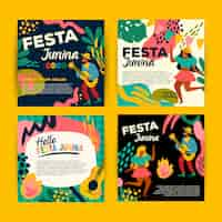 Free vector june festival card collection template