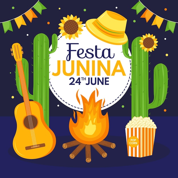 Free vector june festival event flat design