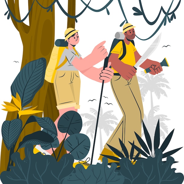 Free vector jungle adventure concept illustration