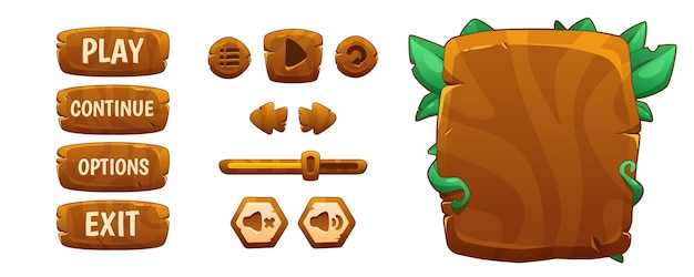 Free vector jungle adventure game buttons set