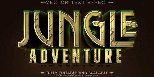 Free vector jungle adventure text effect editable forest and monster font style