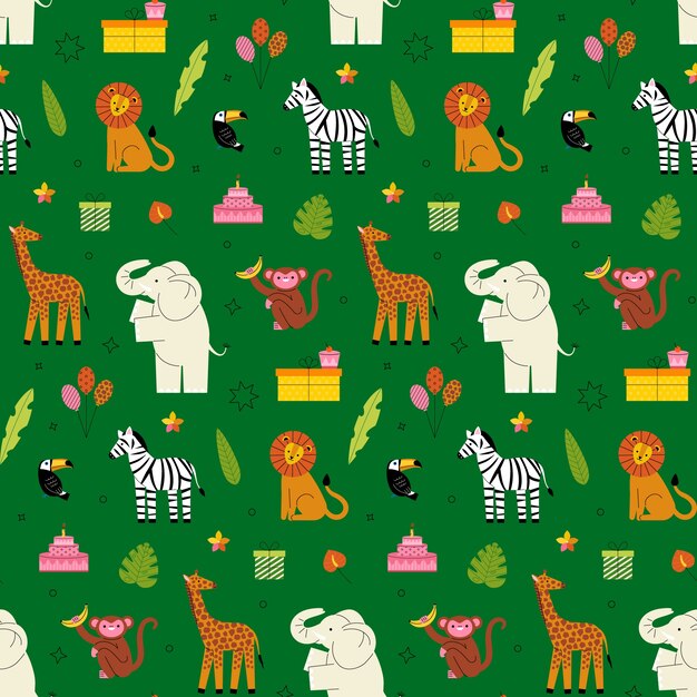 Jungle animal birthday party pattern