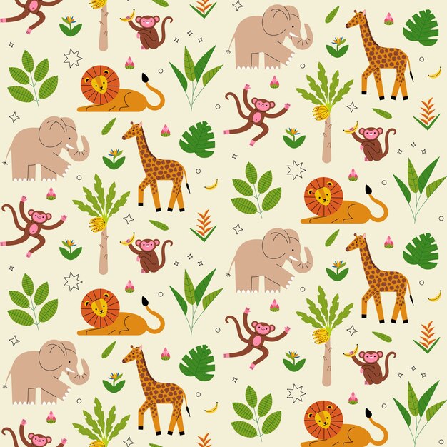 ジャングルの動物のパターン