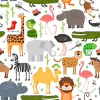 Free vector jungle animals seamless pattern.