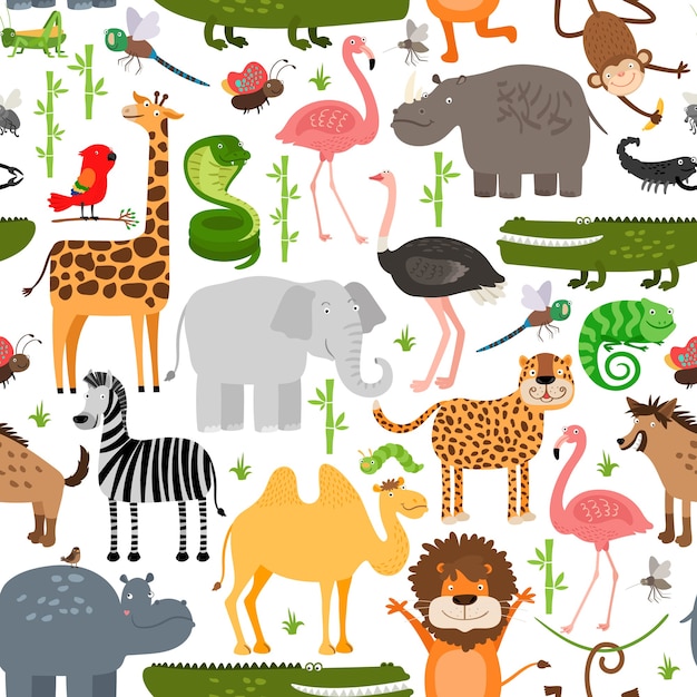 Jungle animals seamless pattern.