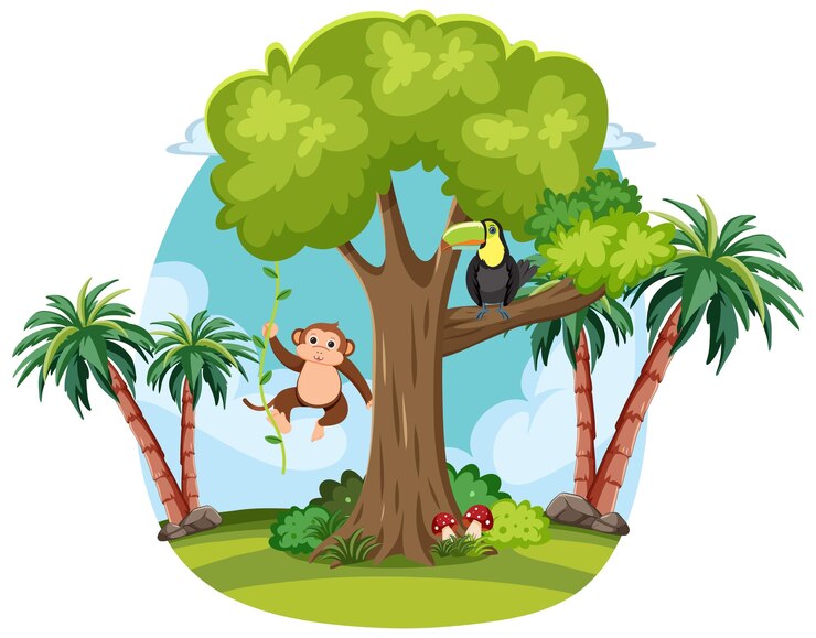 Free Vector jungle friends in harmony