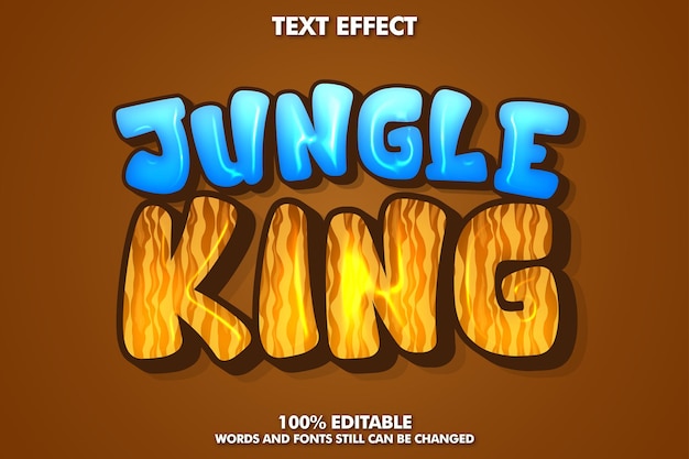 Этикетка-наклейка "Король джунглей" Редактируемые мультяшные текстовые эффекты