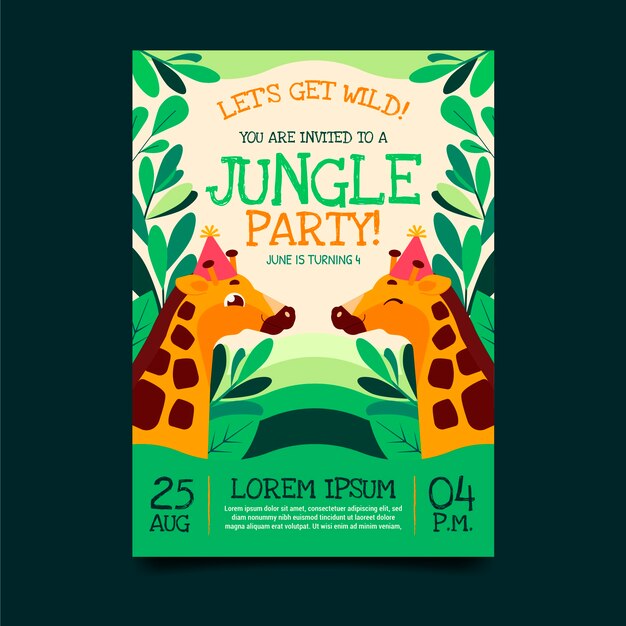 Jungle party invitation card
