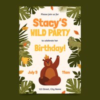 Free vector jungle party invitation card