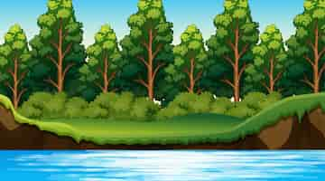 Free vector jungle scene with river