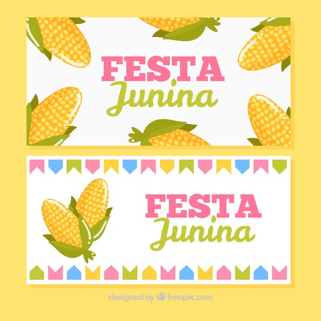 Junin festive banners with corn cobs