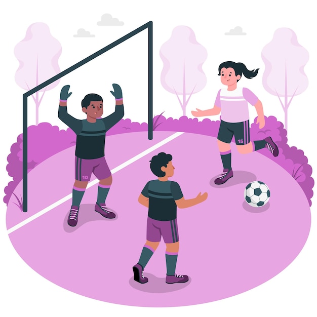 Бесплатное векторное изображение Иллюстрация концепции юного футбола