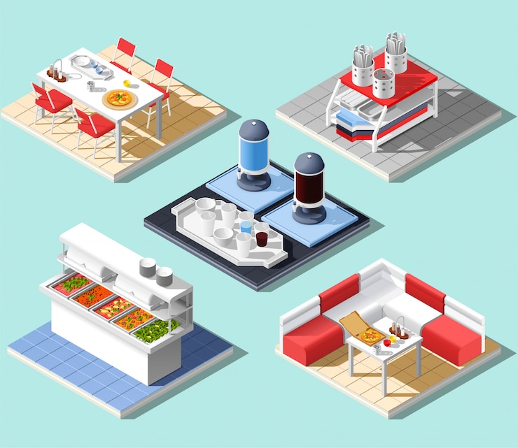 Free Vector junk food cafe composition