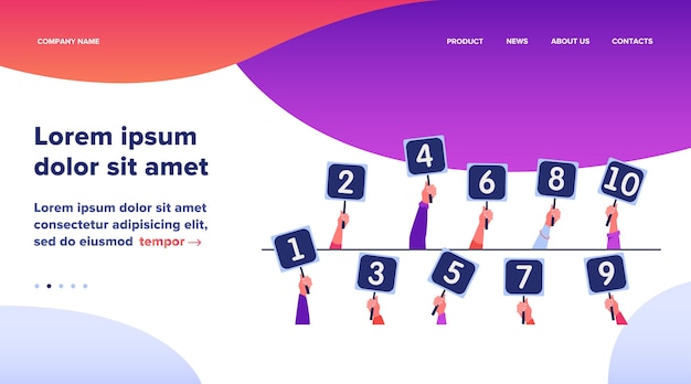 Jury giving evaluation and showing scorecards. set of human hands holding cards with numbers, amount of scores, points. vector illustration for competition, contest, judge, feedback, game concept