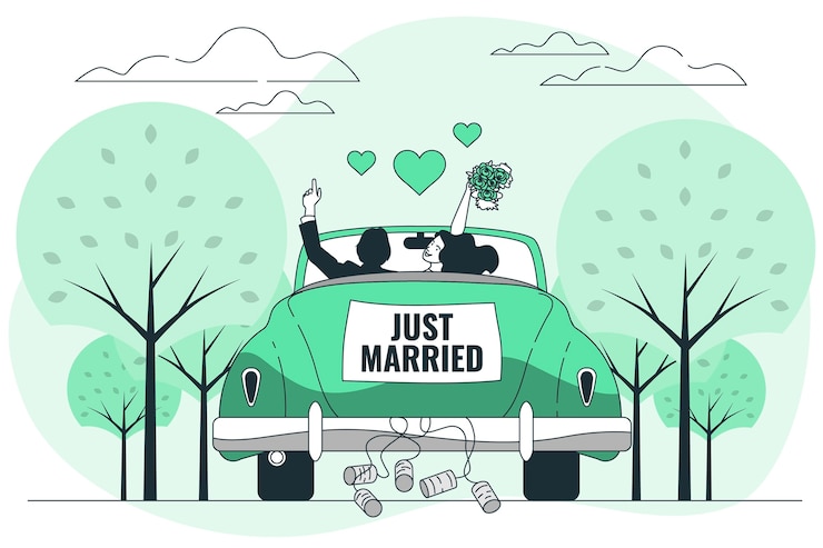 Free Vector just married concept illustration