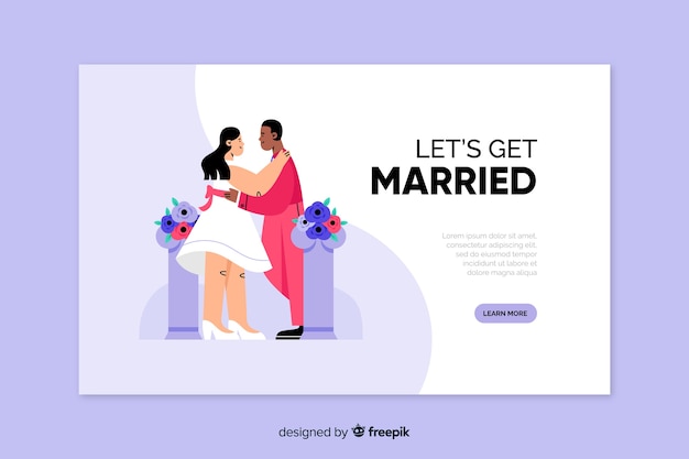 Free vector just married landing page template