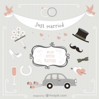 Free vector just married pack