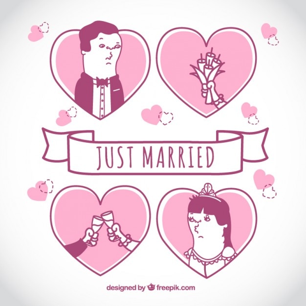 Free vector just married, pink illustration