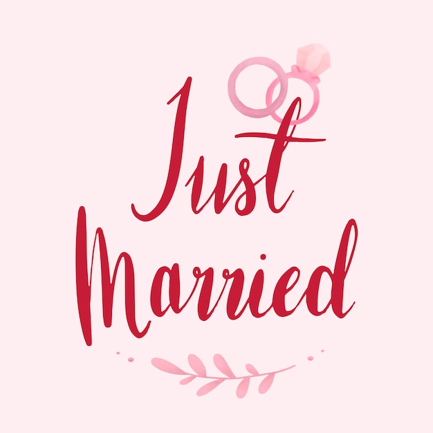 Just married typography vector in red