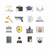 Free vector justice icons set