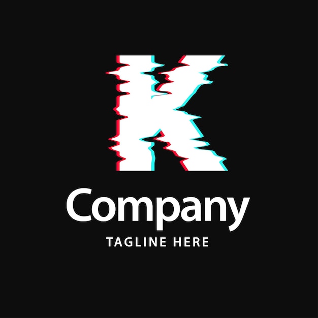K glitch logo business brand identity design vector illustration