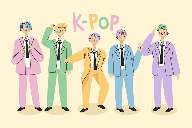 Free vector k-pop boy group concept