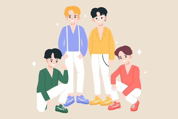 Free vector k-pop boy group