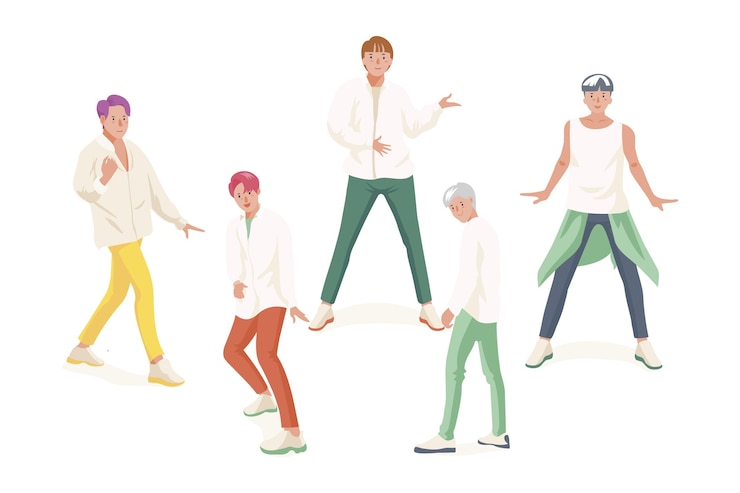 Free Vector k-pop boy group