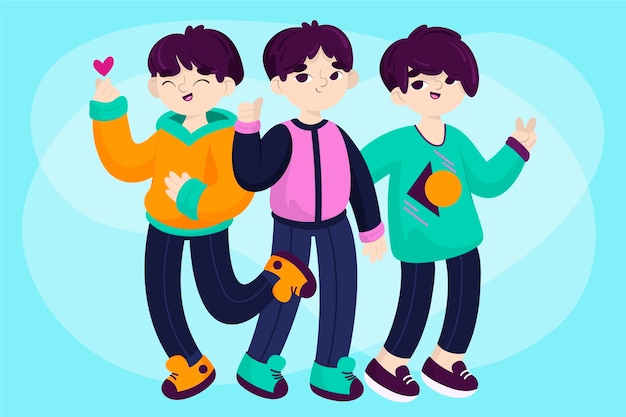 Free vector k-pop boy group