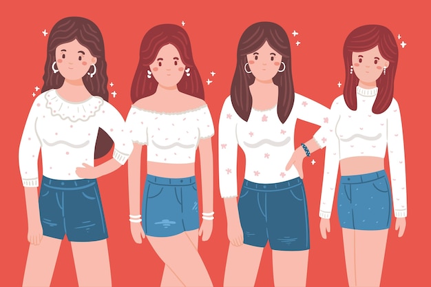 Free vector k-pop girl group concept