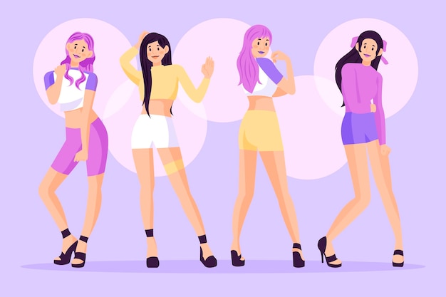 Free vector k-pop girl group