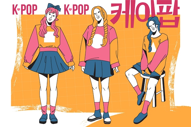 무료 벡터 k-pop 걸 그룹