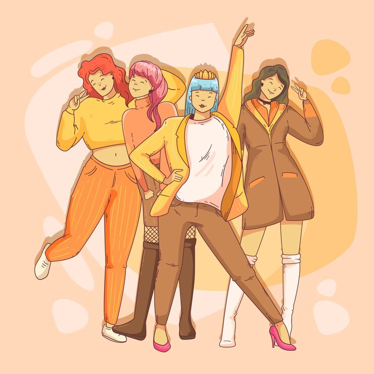 무료 Vector k-pop 걸 그룹